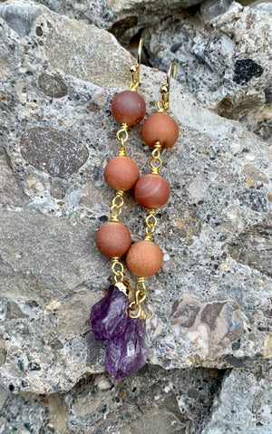 Amethyst & Crystal Drop Dancing Earrings