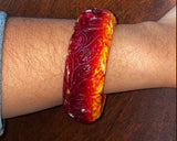 Patricia Nash Carved Floral Resin Red Bangle