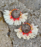 "Stay Wild" Raffia Red Hoop Earrings
