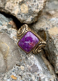 Barse Studded Purple Turquoise Bronze Ring Size 8