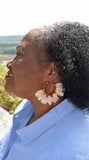"Stay Wild" Raffia Red Hoop Earrings