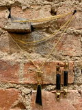 Vince Camuto Tropical Equinox Black & Gold Dangle Drop Earrings