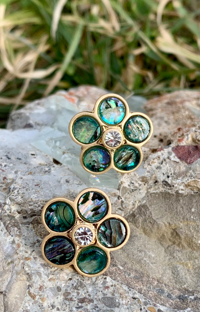 Abalone Flower Stud Earrings