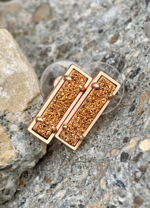 Kendra Scott "Lady" Rose Gold Drusy Bar Earrings