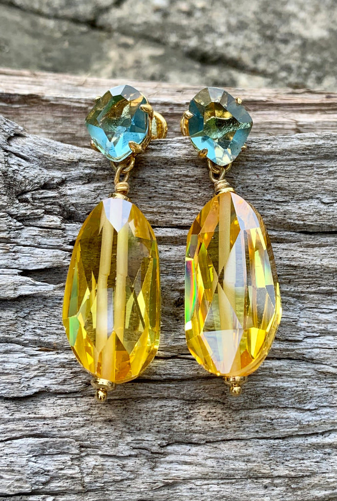 Treasure Trove Yellow Crystal Teardrop Earrings