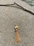 Vince Camuto Gold CZ Flower Tassel Pendant Necklace