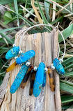 Turquoise Magnesite and Tortoise Shell Hoop Earrings