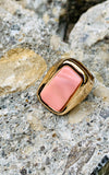 Robert Lee Morris Soho Blush Colored Shell Geometric Cocktail Ring Size 7.5