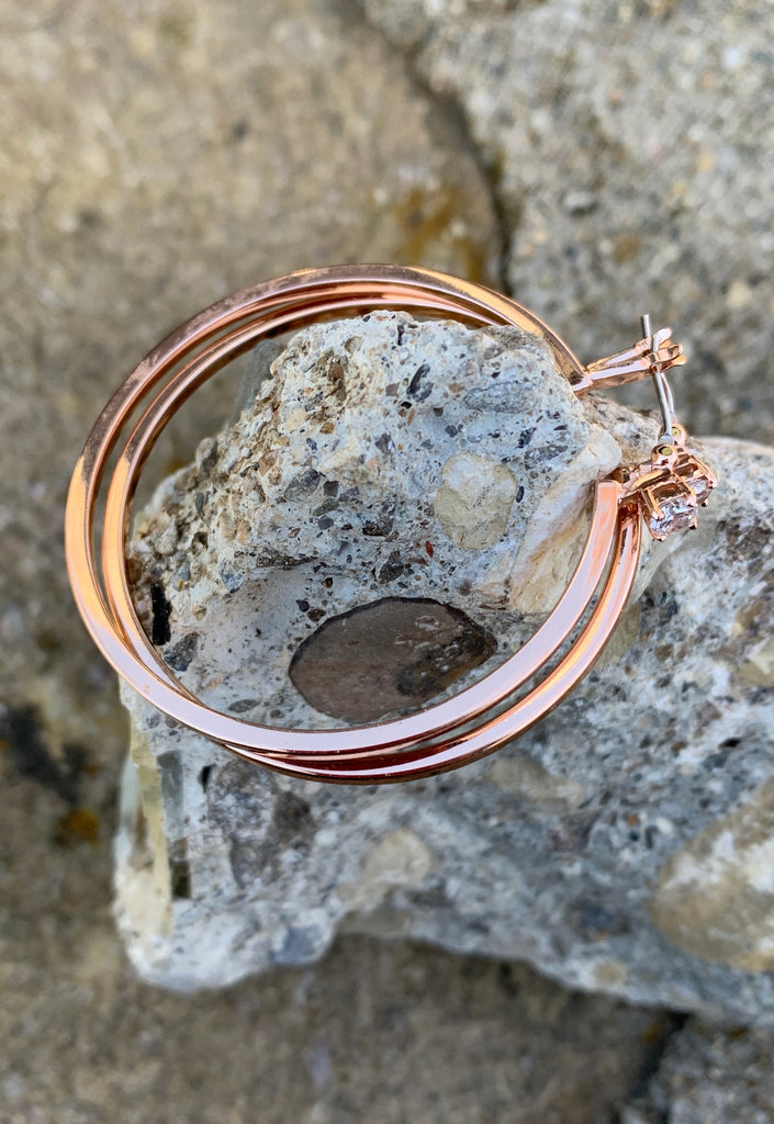 Vince Camuto Rose Gold CZ Stud Hoop Earrings
