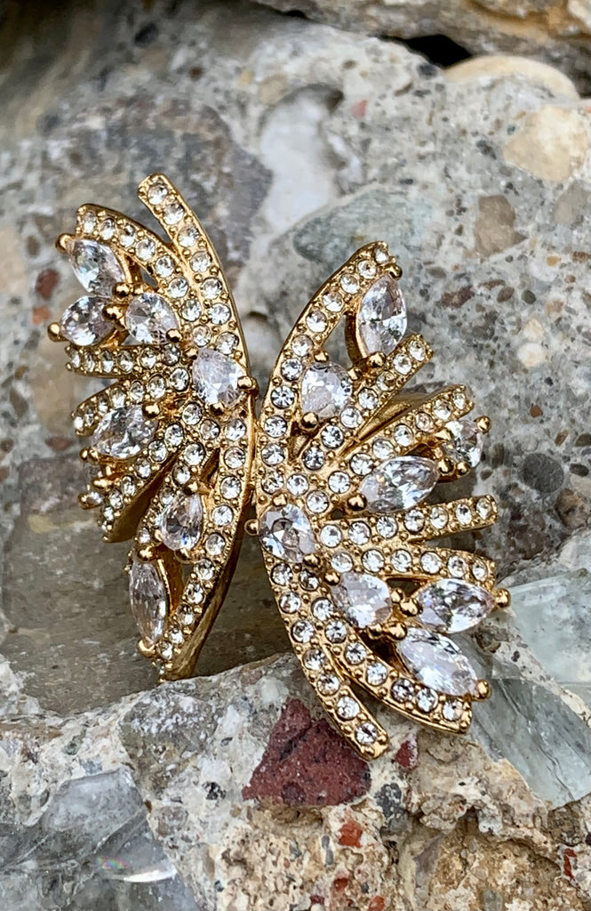 Vince Camuto Embellished Fancy Flower Statement Ring Size 7