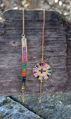 Rainbow Cross Bracelet Set