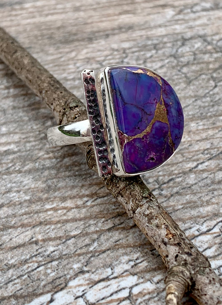 Purple Turquoise & Sterling Silver Ring Size 7