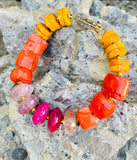 Barse Multi-Color Bamboo Coral & Quartz Bracelet