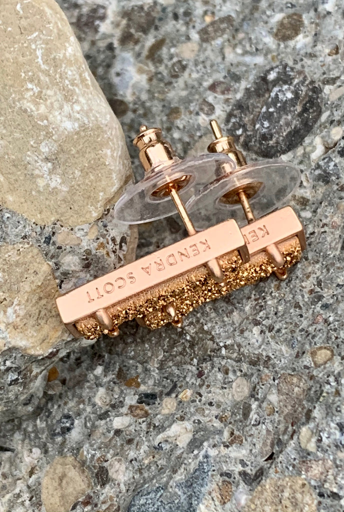 Kendra Scott "Lady" Rose Gold Drusy Bar Earrings