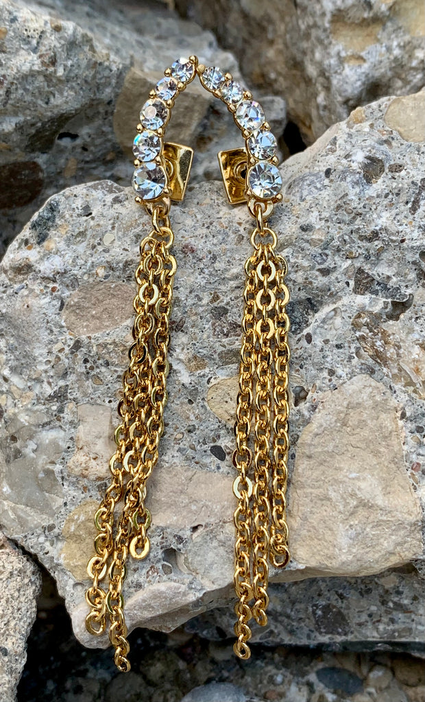 Vince Camuto Crystal with Fringe Wing Earrings