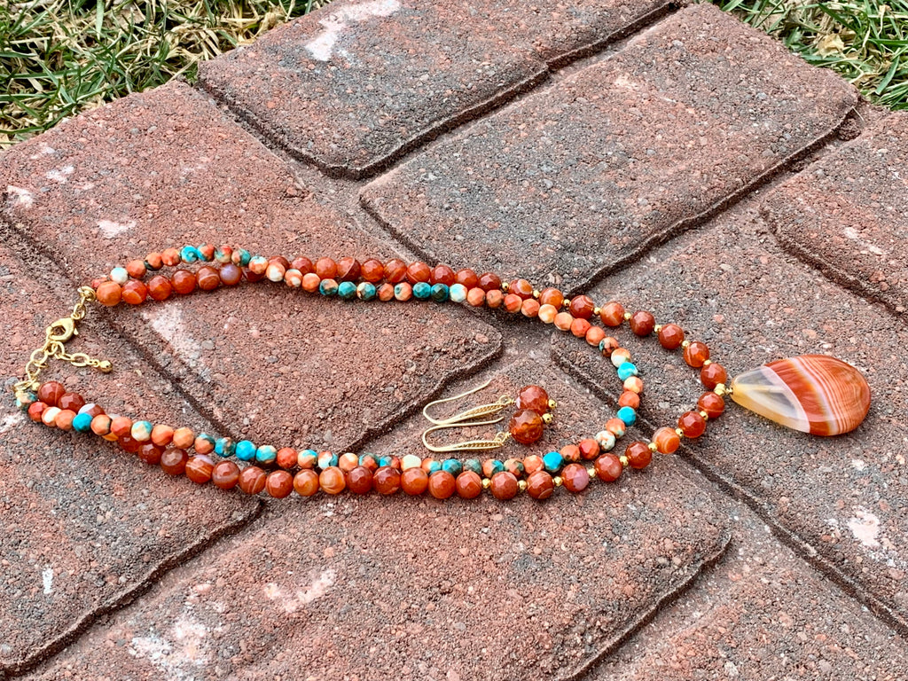 Orange Spiny Oyster Bead Drop Earrings