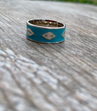 Sterling Silver & Blue Enamel Evil Eye Eternity Ring Size 8