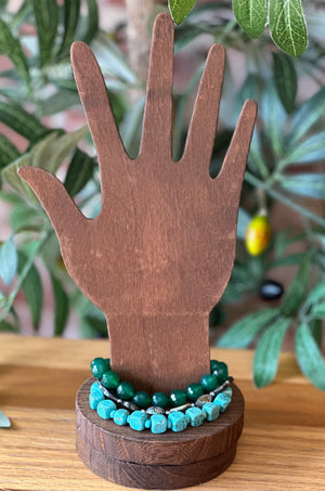 Sea of 3 Quartz, Abalone and Turquoise Magnesite Bracelet