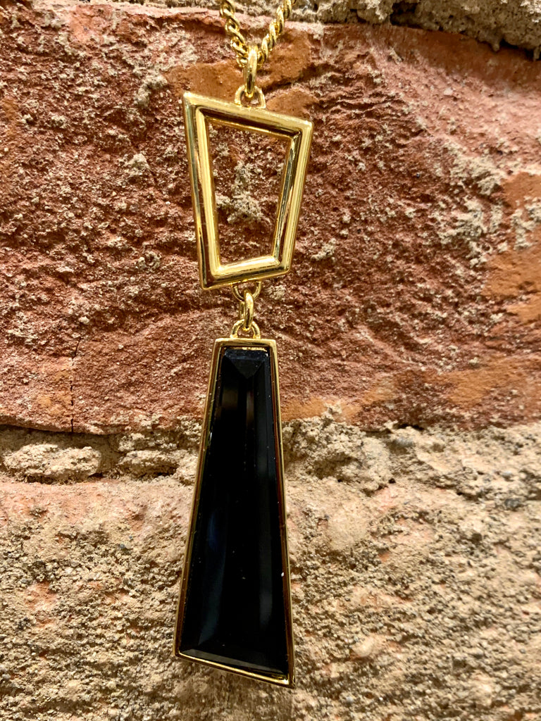 Vince Camuto Tropical Equinox Black Goldstone Pendant Necklace
