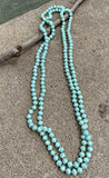 Mint Fire Polished Glass Endless Beaded Necklace
