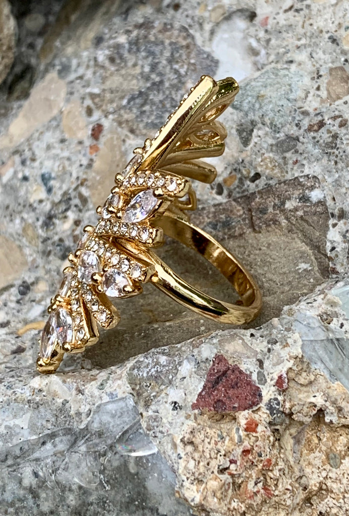 Vince Camuto Embellished Fancy Flower Statement Ring Size 7