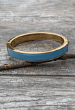 Blue Enamel & Gold Trim Clamp Bangle Bracelet