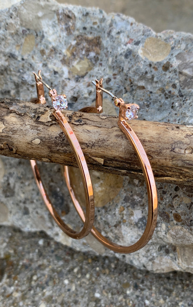 Vince Camuto Rose Gold CZ Stud Hoop Earrings