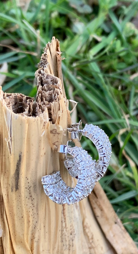 Nadri Frost Over Cage Small Hoop Earrings