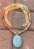 Spiny Oyster, Resin & Jasper Pendant Necklace