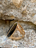 Robert Lee Morris Gold & Black Sculptural Statement Ring Size 8.5