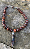 "The Eye of the Tiger" Red Tigers Eye Pendant Choker Necklace