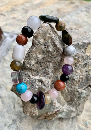 Gemstone Multi-Shape Multi-Color Stretch Bracelet