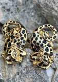 Lilly Pulitzer Cheetah Gold-Toned Leopard Cat Stud Earrings