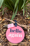 Hello Again Pink, Blue & White Luggage Tag