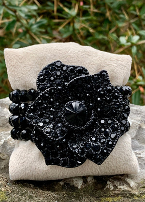 Couture 4-Strand Beaded Flower Statement Bracelet