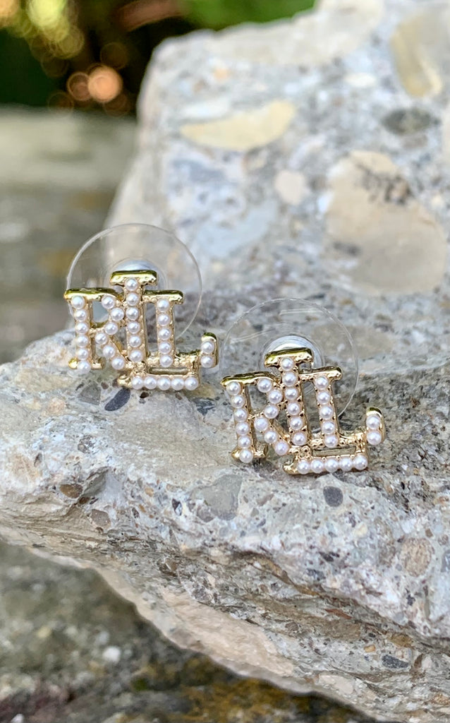 Lauren Ralph Lauren LRL Monogram Pearl Earrings
