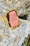 Robert Lee Morris Soho Blush Colored Shell Geometric Cocktail Ring Size 7.5