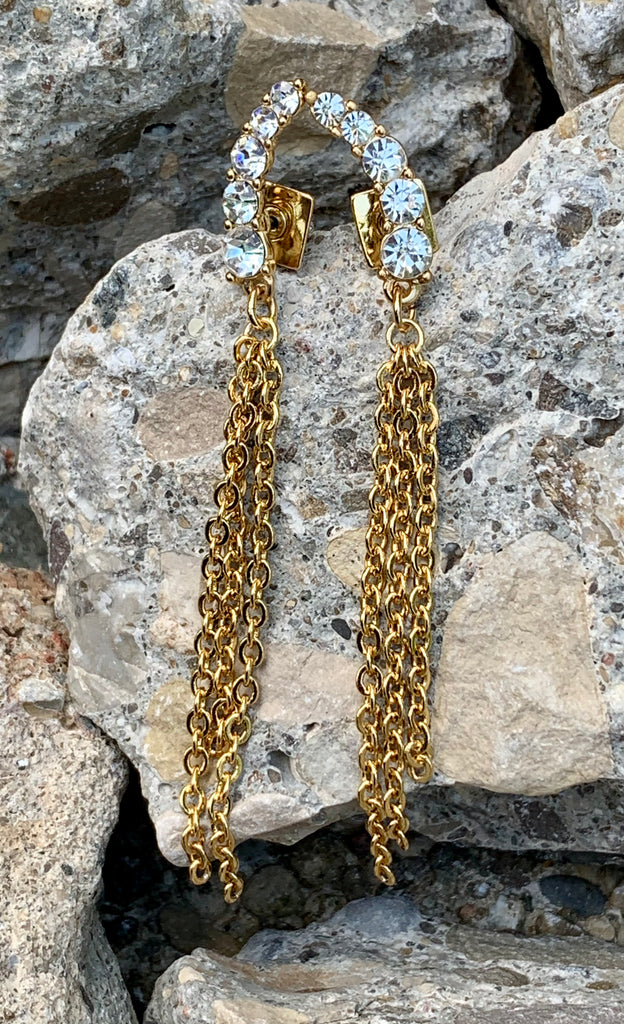 Vince Camuto Crystal with Fringe Wing Earrings