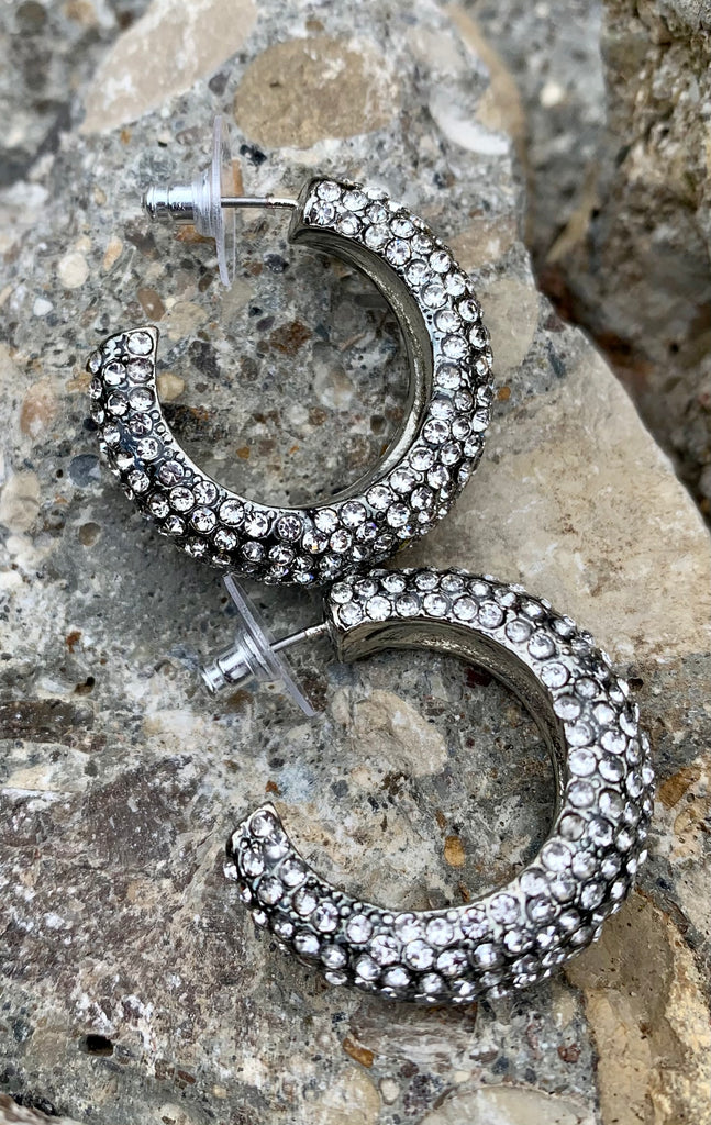 Jessica Simpson Crystal Pave Hoop Earrings