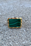 Malachite Gemstone Signet Ring Size 5.5