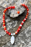 "The Sun is the Sun" Orange Agate & Shell Pendant Choker Necklace