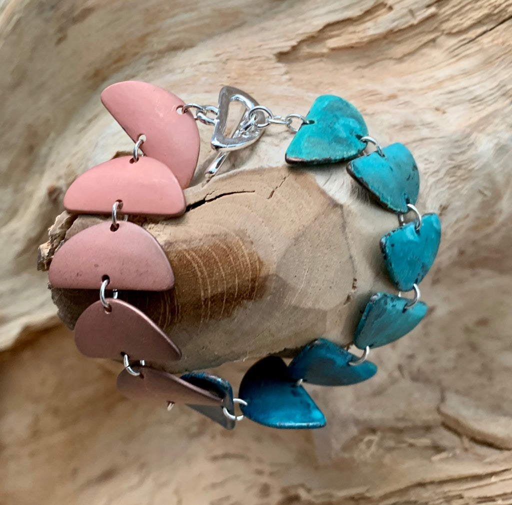 Robert Lee Morris Soho Ombré Tri-Tone Patina Half-Moon Silver Toggle Bracelet