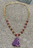 Purple Jasper and Enamel Rosary Bronze Chain Necklace