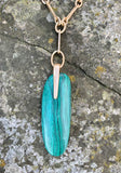 Malachite Sculptural Stone Pendant Y Necklace