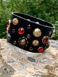 Leather Multi-Stud Rustic Cuff Bracelet