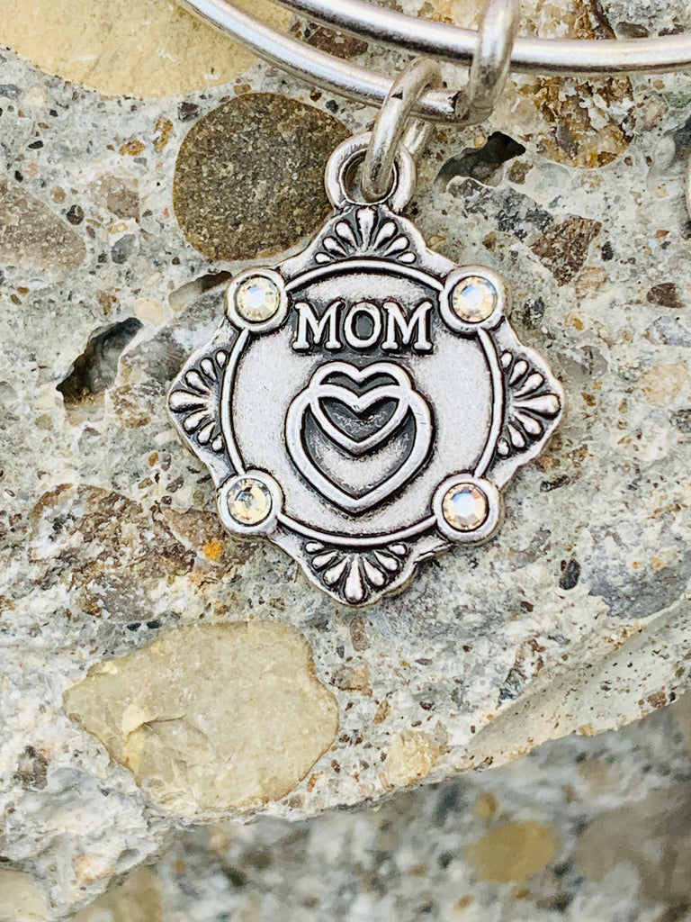 Alex and Ani "Mom Because I Love You" Silver Rafaelian Bangle Bracelet