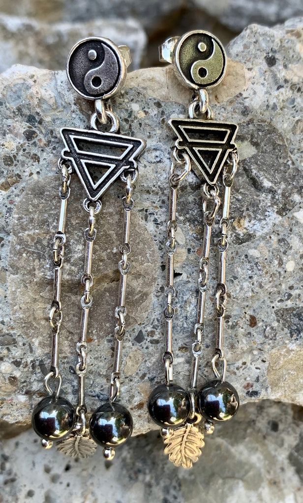 Alex and Ani Yin & Yang Silver Chandelier Earrings