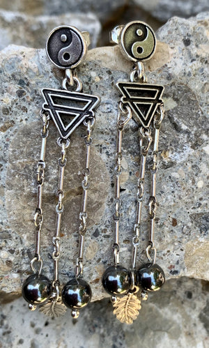 Alex and Ani Yin & Yang Silver Chandelier Earrings