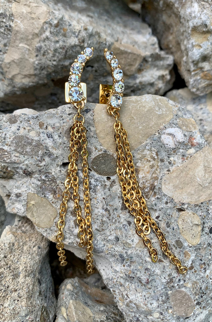 Vince Camuto Crystal with Fringe Wing Earrings