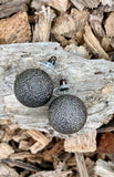 Textured Gray Hematite Ball Stud Earrings